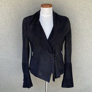 Aqua leather moto jacket